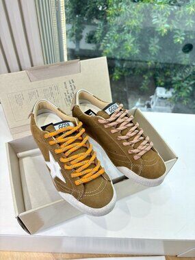 Golden Goose Tan Suede Star-Accent Sneakers